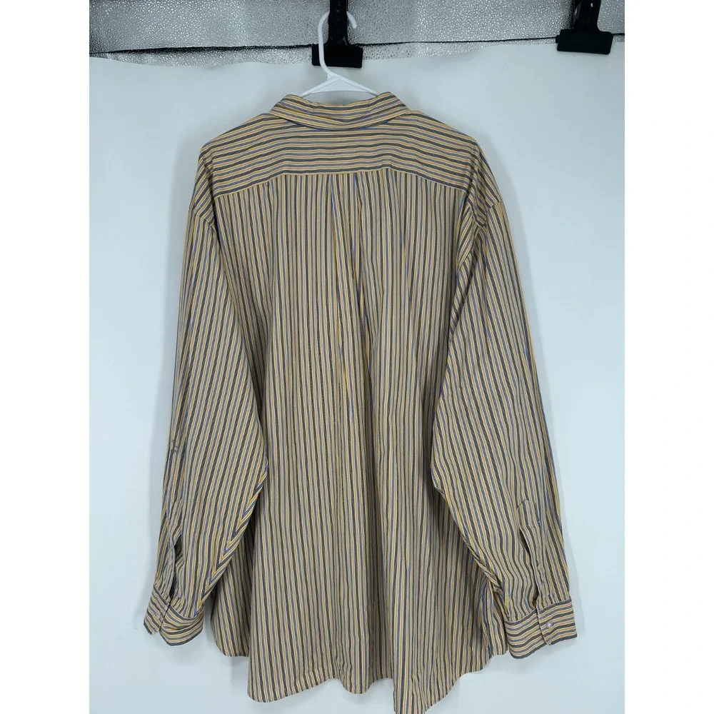 Polo Ralph Lauren Shirt 3XL Big 3XB Yellow Blue Striped Classic‎ Fit Button Down